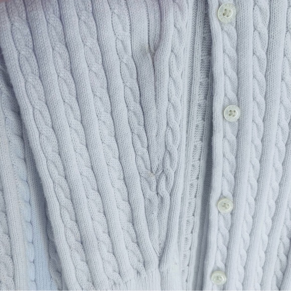 Ralph Lauren White and Pink Cable Knit Sweater Cardigan - Picture 3 of 11